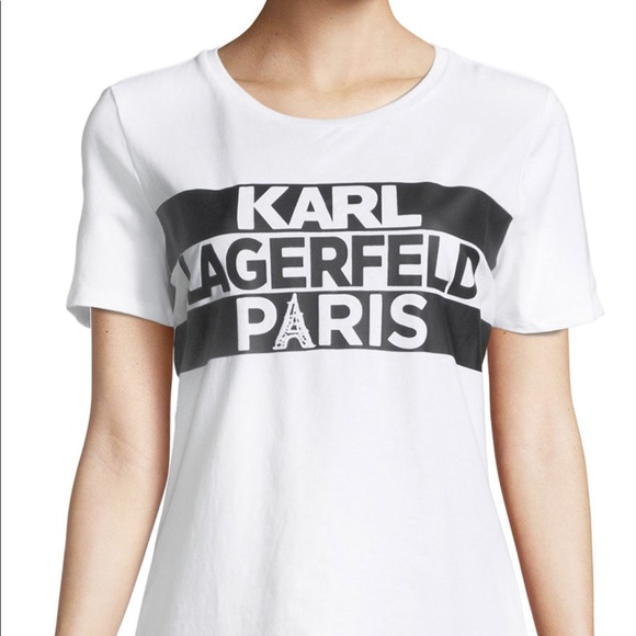 Karl Lagerfeld Tops - Karl Lagerfeld Paris Stripe Logo Tee